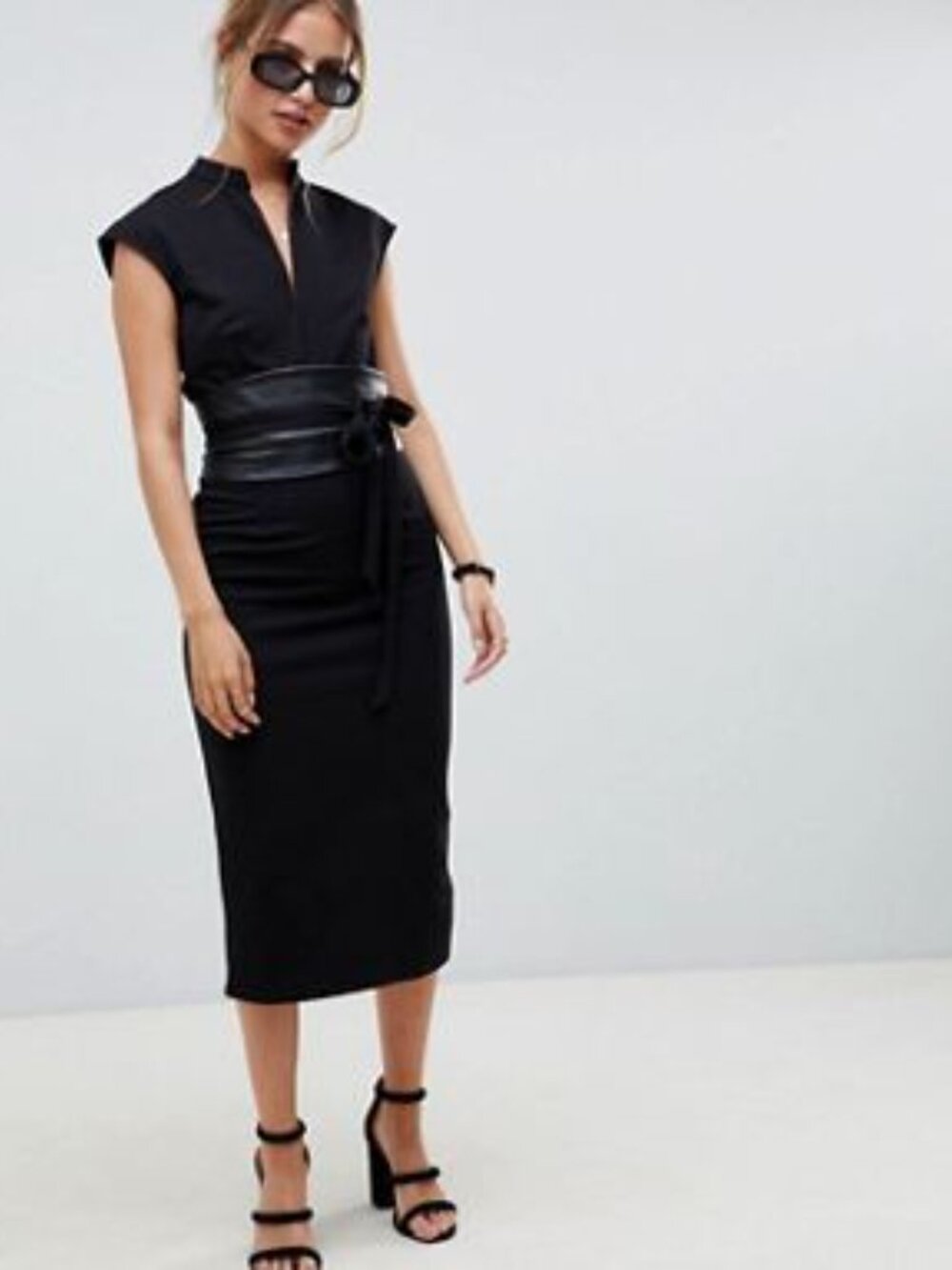 NWT ASOS Pencil Midi Dress - Black - Size 2